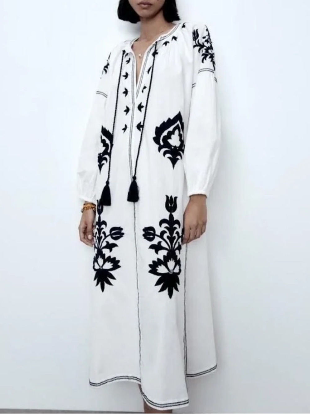 ZARA Boho Embroidered Dress Size XL